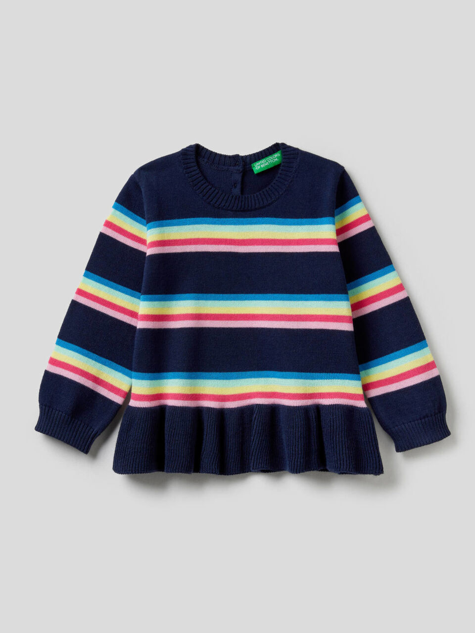 Gestreifter Pullover mit Volant image number 1