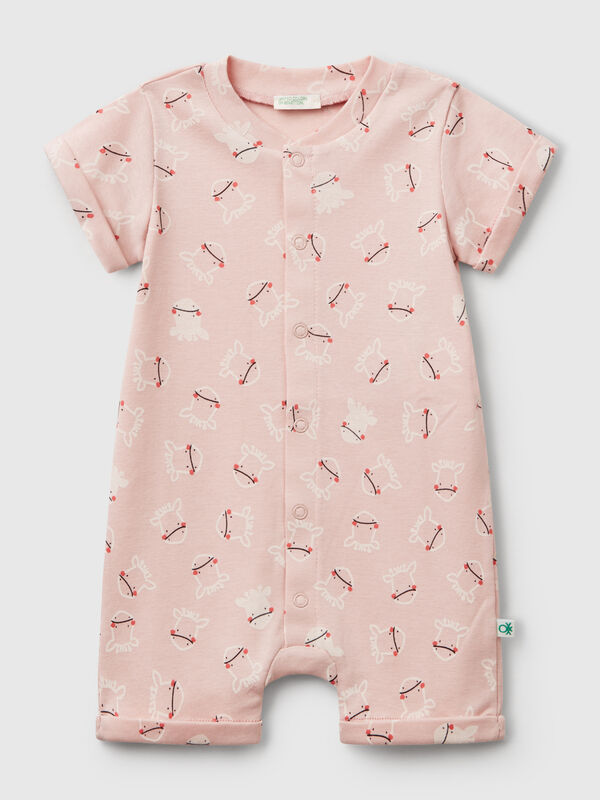 Rosafarbener Strampler mit Animal-Print Newborn
