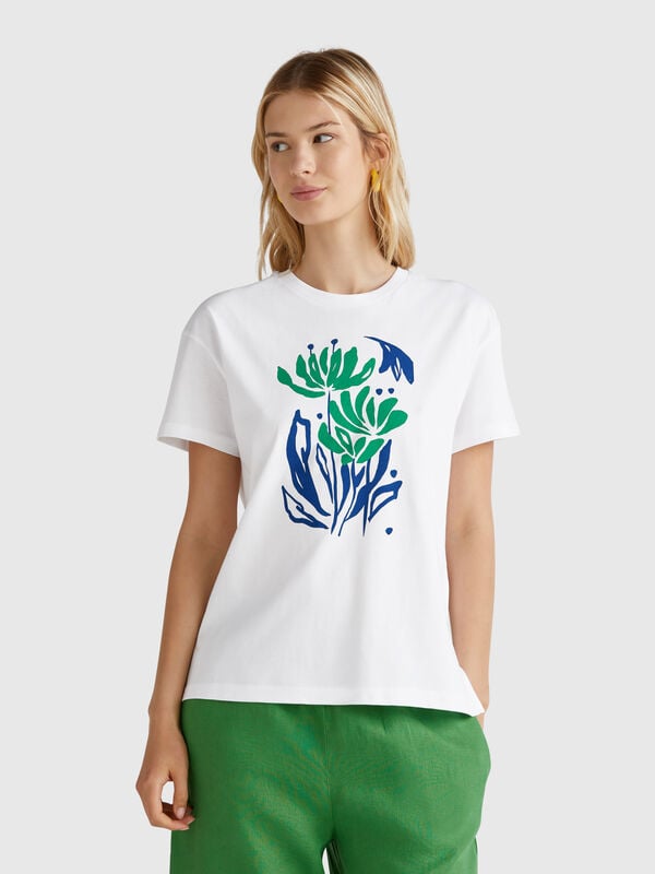 Normales T-Shirt mit Blumendruck Damen