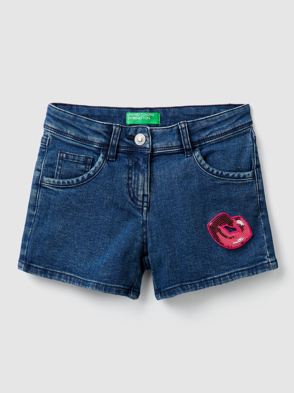 Shorts aus Denim mit Pailletten image number 1