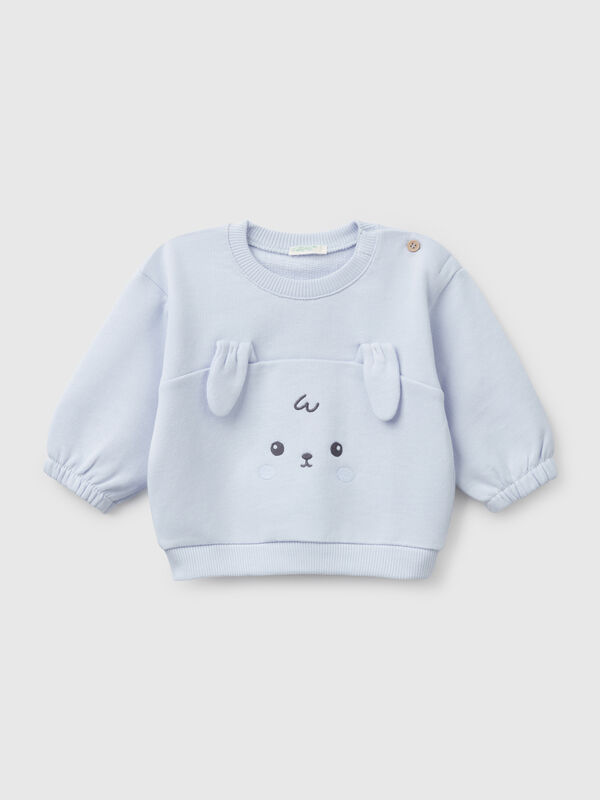 Sweatshirt mit Stickerei und Patch aus Baumwolle Newborn