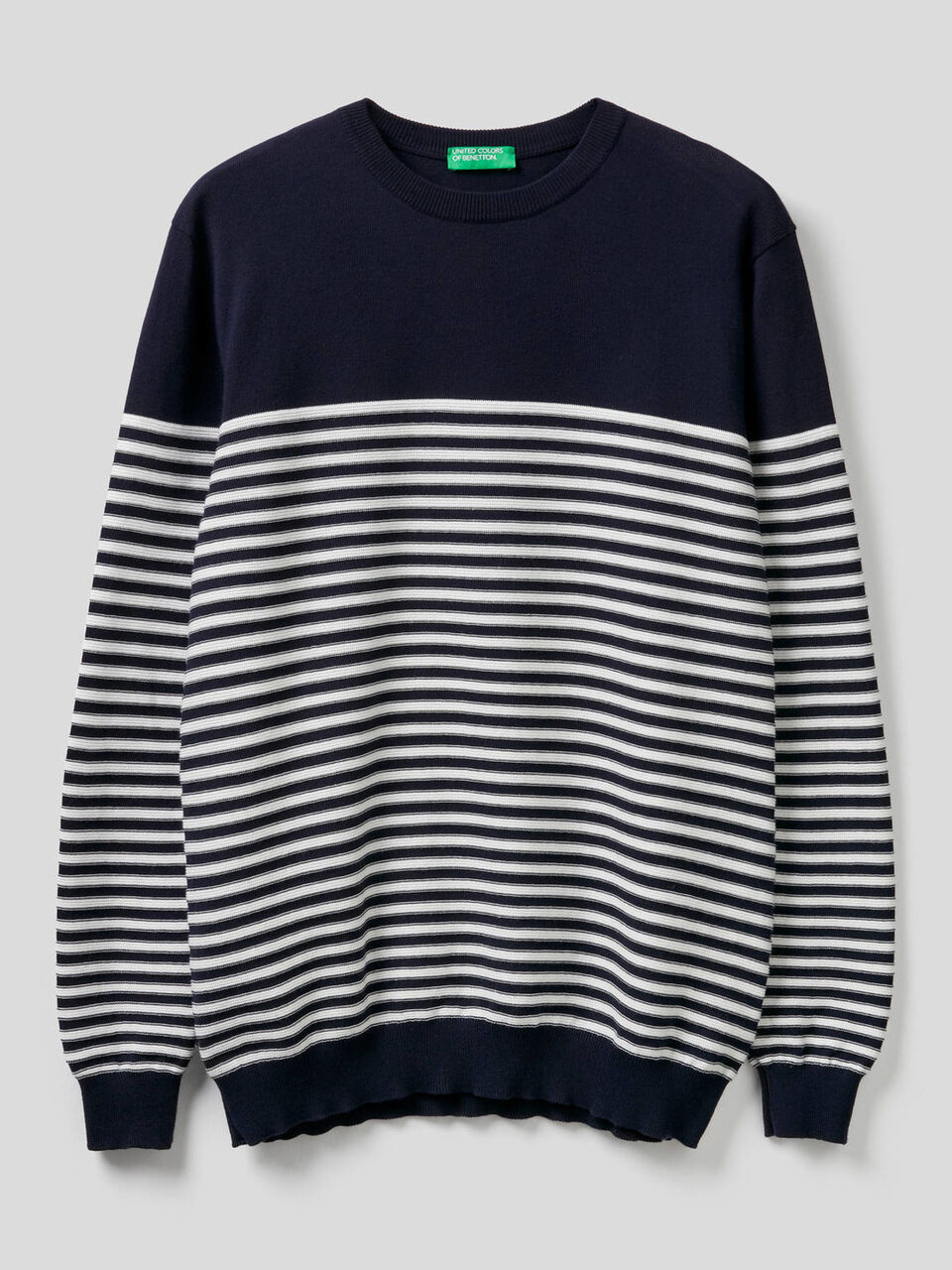 Pullover aus 100% Baumwolle mit Rundhals und Streifenmuster Herren image number 1