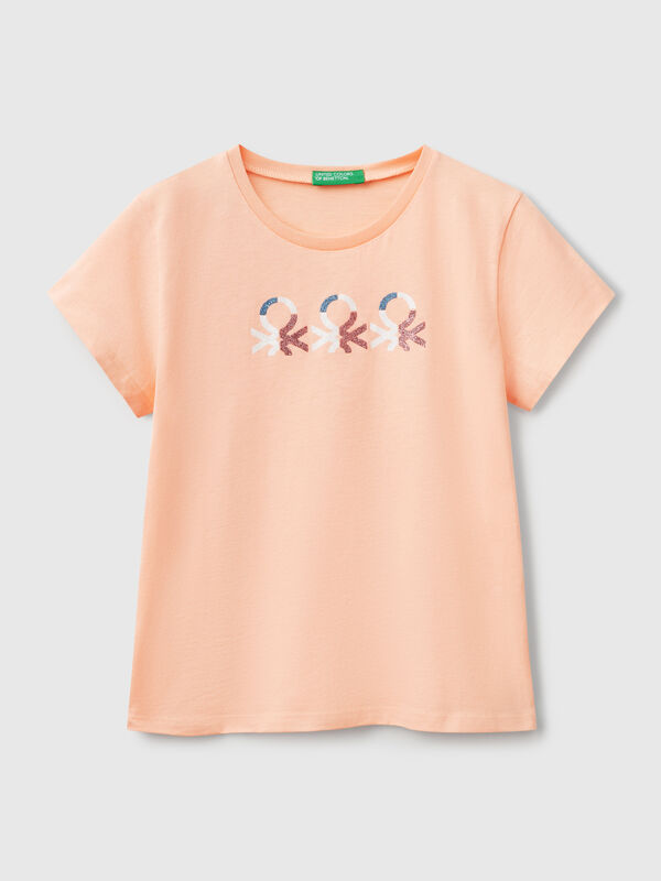 Glitzer-Logo-T-Shirt aus Baumwolle Mädchen