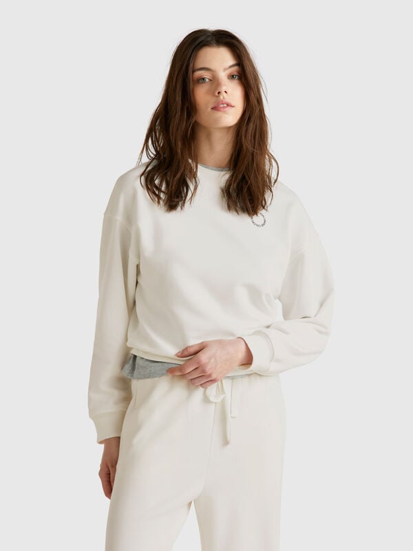Sweatshirt mit Rundhalsausschnitt aus Baumwollmischung Damen