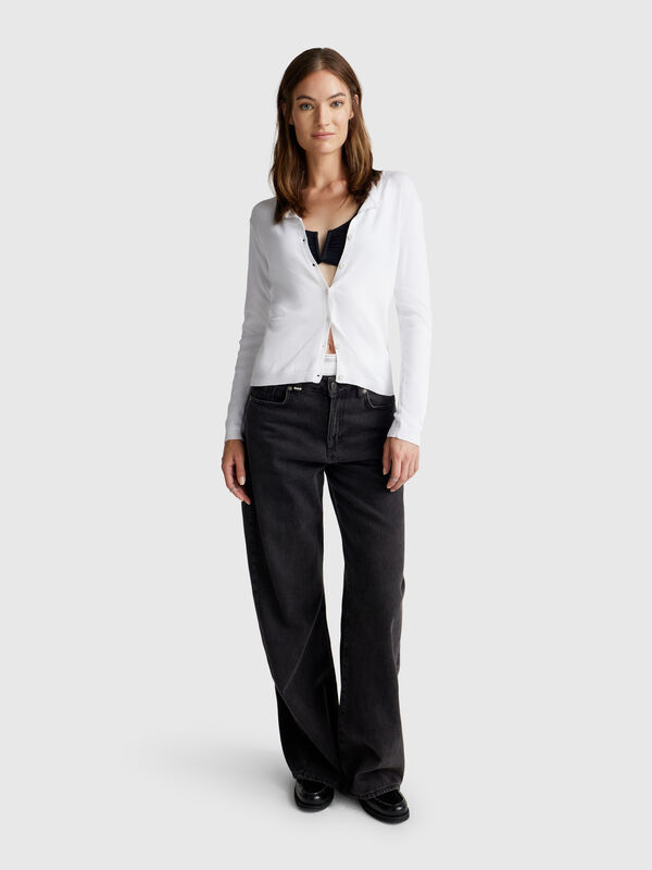 Weiße Strickjacke 100% Baumwolle Damen