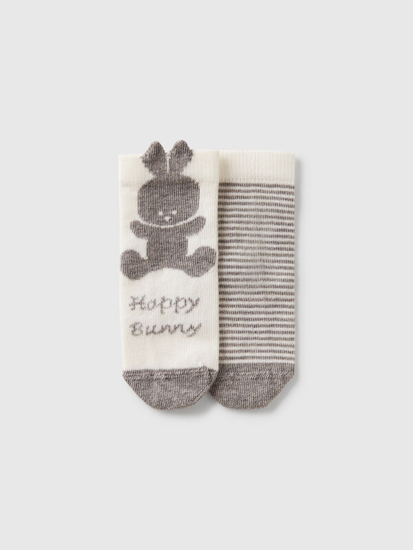 Set Socken mit Streifen und Hase Newborn