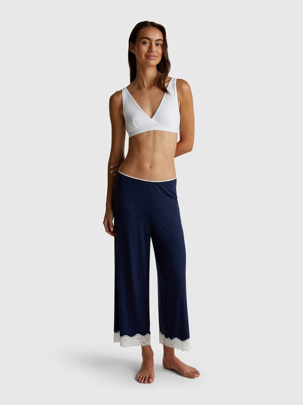 3/4-lange fließende Hose mit Spitze Damen