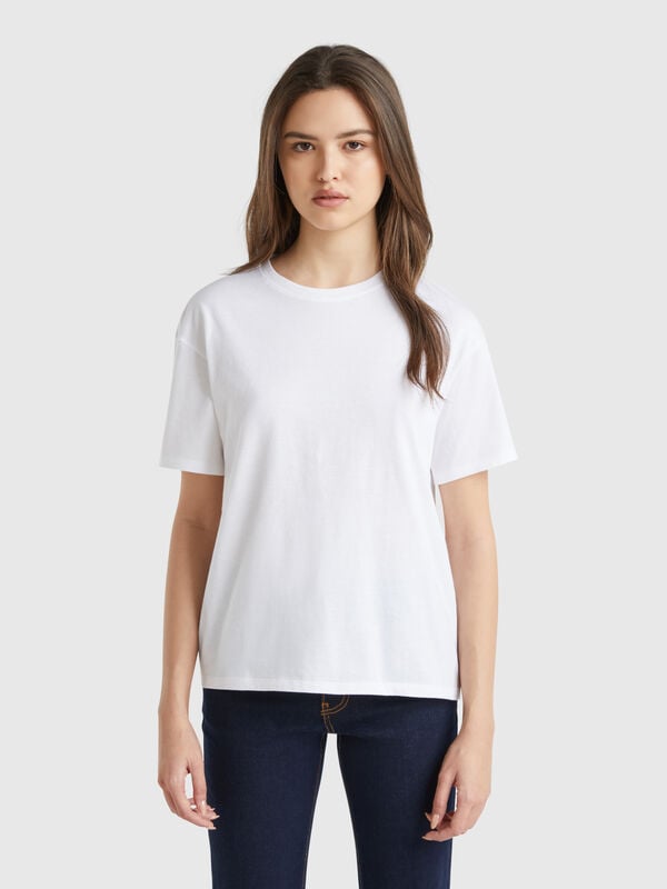 Kurzarm-T-Shirt aus 100 % Baumwolle Damen