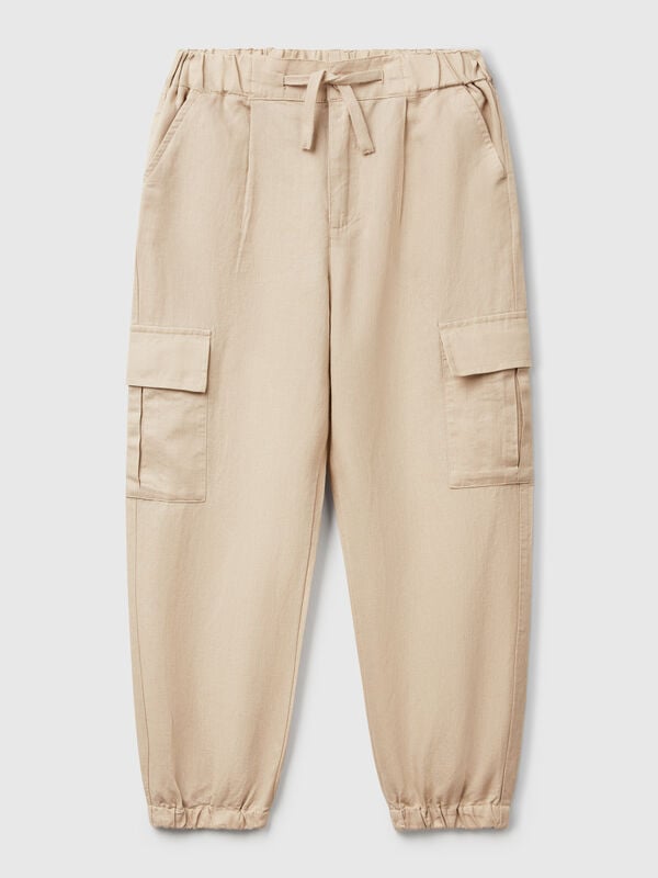 Cargohose aus Leinenmischung Mädchen