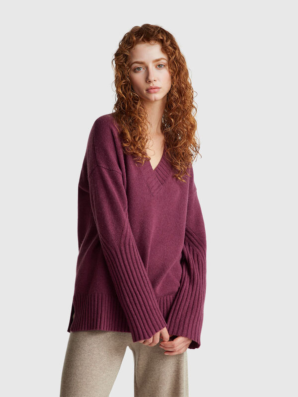 Oversize-Pullover aus Wollmischung Damen