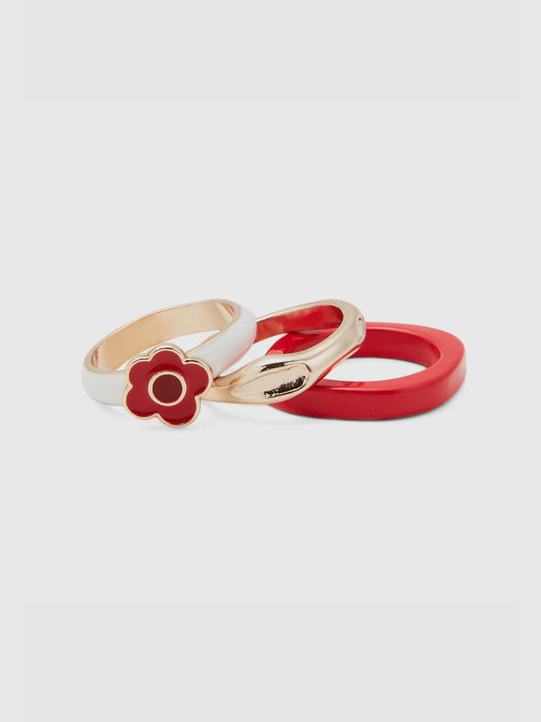 Drei Ringe in Gold, Rot und Weiß Damen