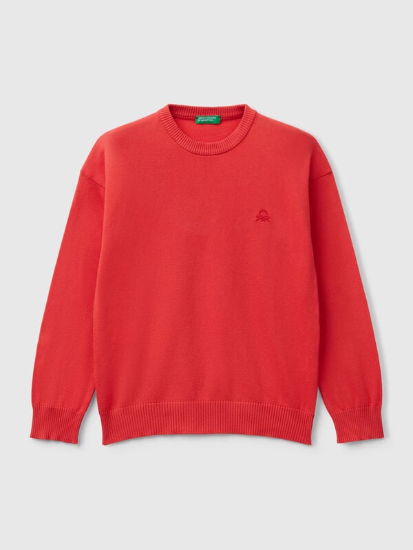 Pullover aus reiner Baumwolle mit Logo Jungen