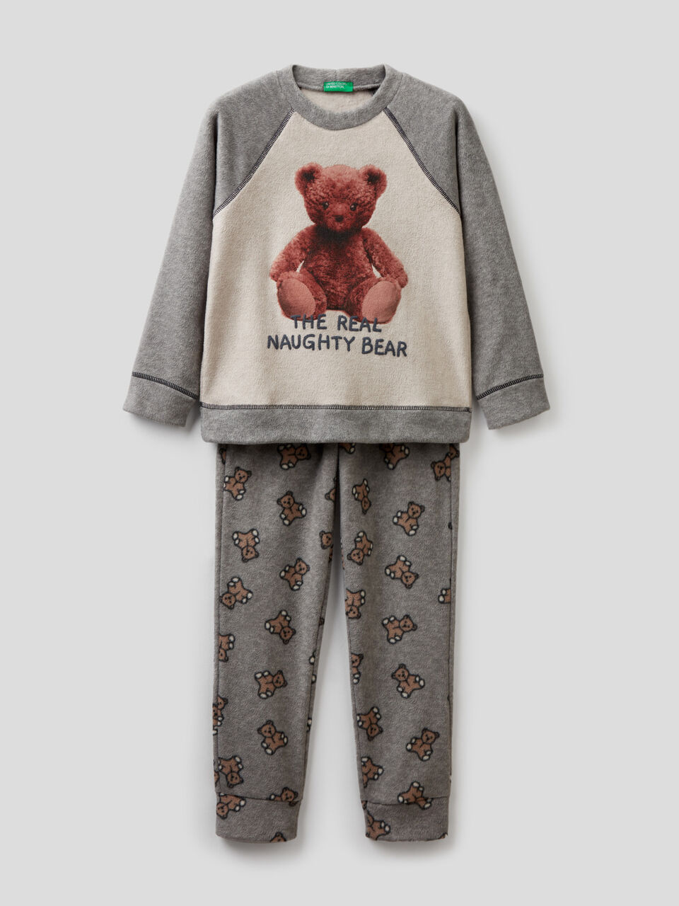 Pyjama aus Fleece mit Teddy-Print image number 1