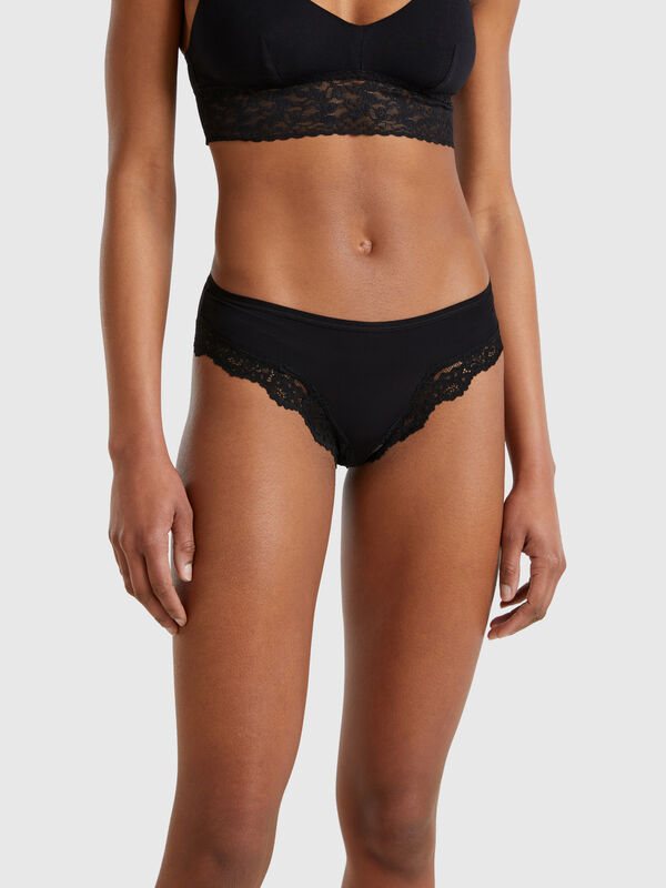 Hoher Slip mit Spitzeneinsätzen Damen