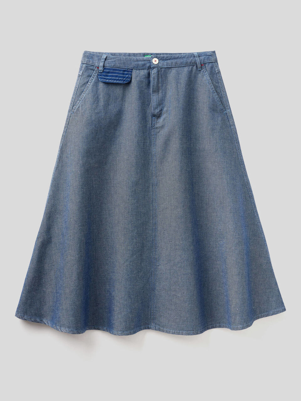 Midirock aus Denim in einer Baumwollmischung image number 1