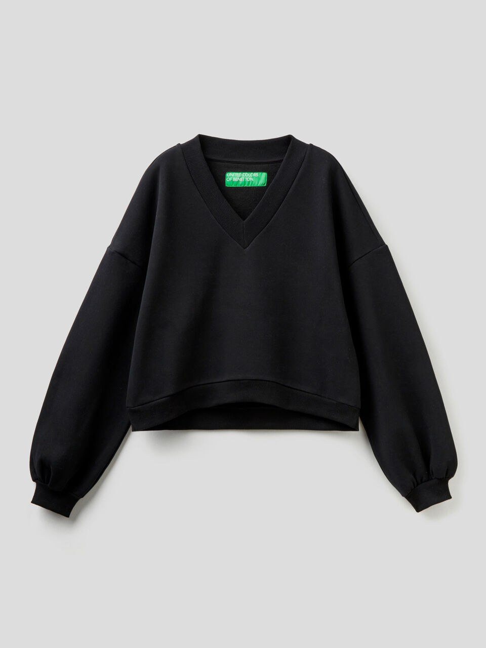 Sweatshirt mit V-Ausschnitt und Ballonärmeln image number 1