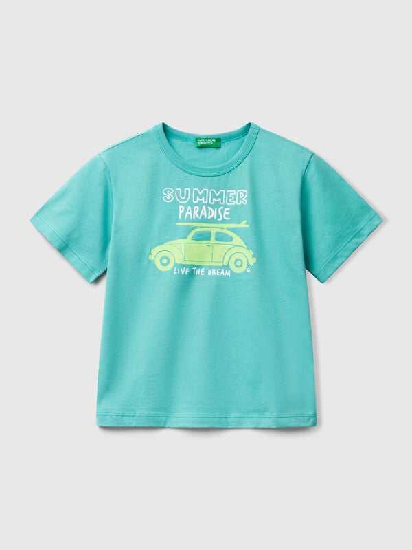 T-Shirt mit fluoreszierendem Aufdruck Jungen
