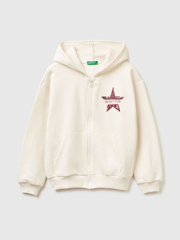 Sweatshirt mit Reißverschluss und Pailletten Mädchen