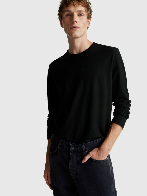 Langarm-T-Shirt aus 100 % Baumwolle Herren