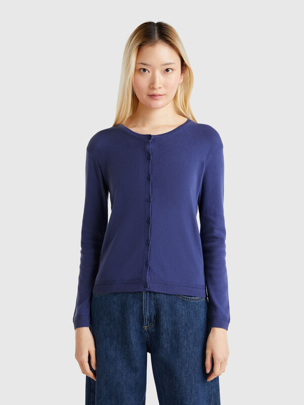 Cardigan mit rundem Ausschnitt aus reiner Baumwolle Damen