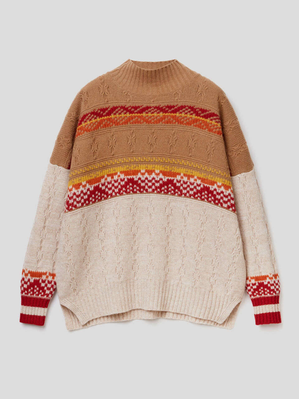 Verarbeiteter Pullover mit Jacquard-Design image number 1