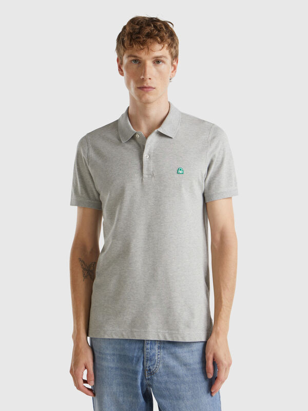 Slim Fit Poloshirt in Grau Mélange Herren