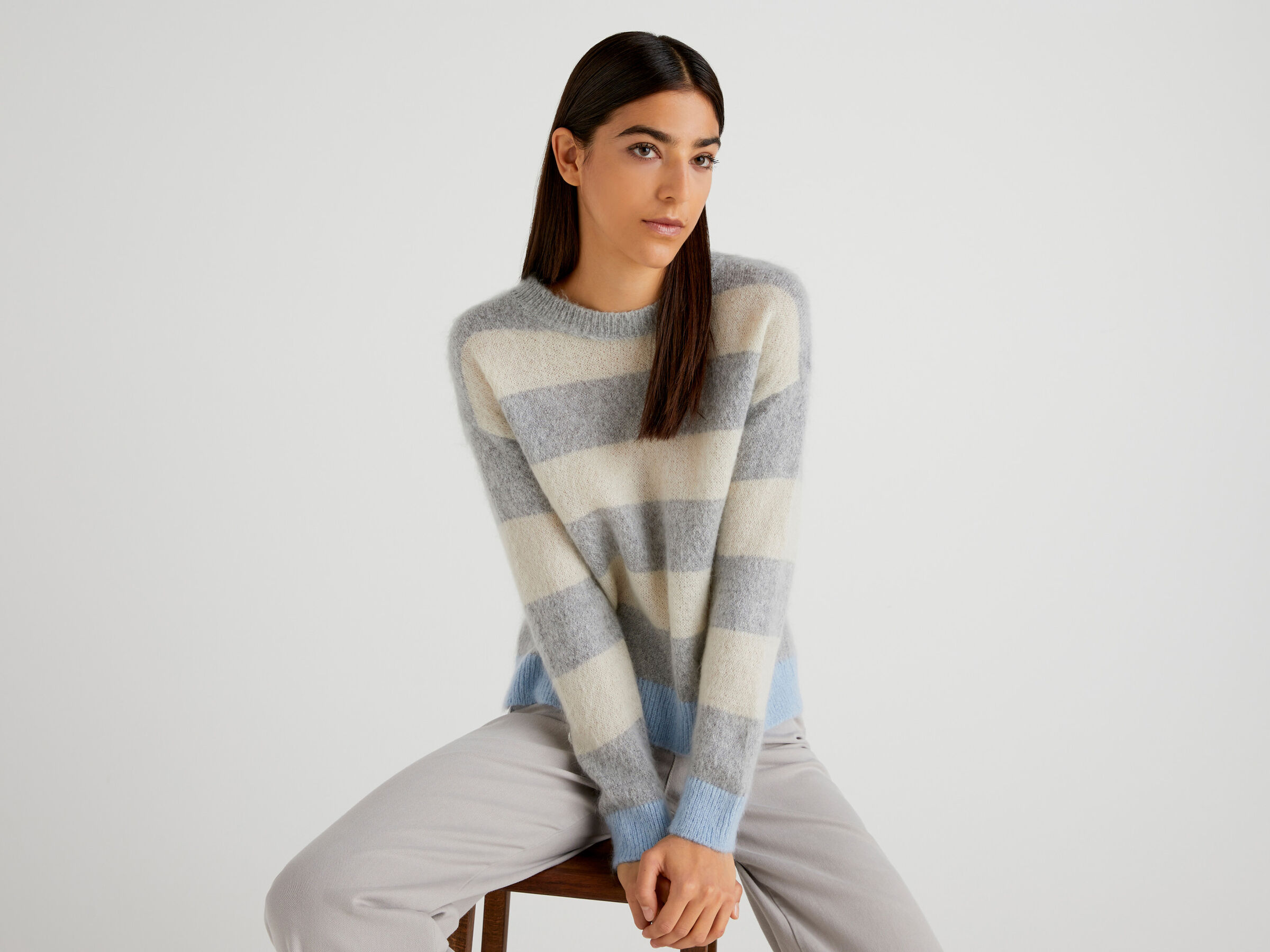Gestreifter Pullover in einer Mohair-Mischung image number 3