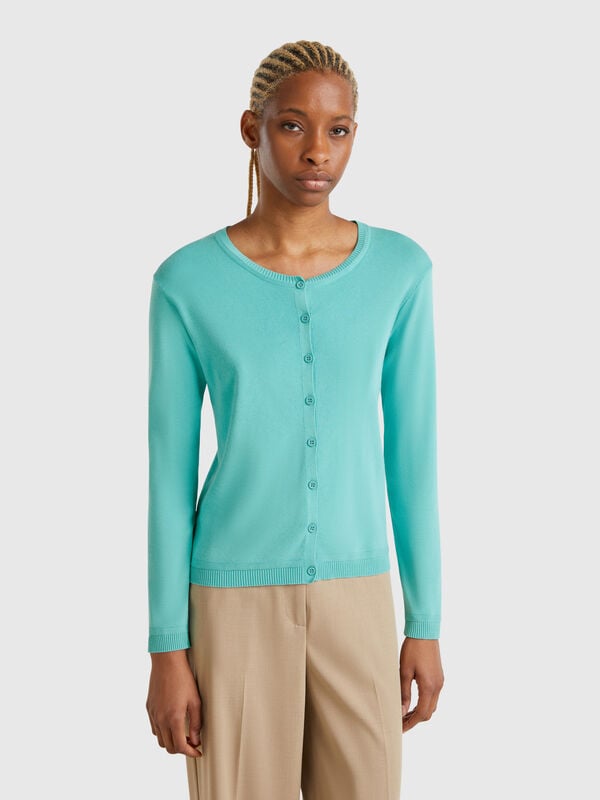 Cardigan mit rundem Ausschnitt aus reiner Baumwolle Damen