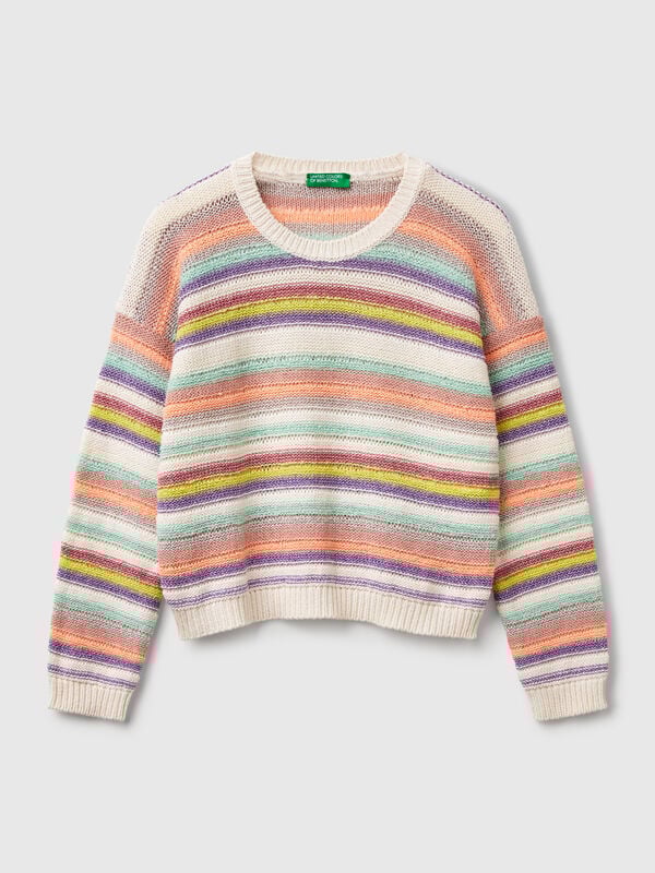 Mehrfarbig gestreifter Pullover mit Lurex Mädchen