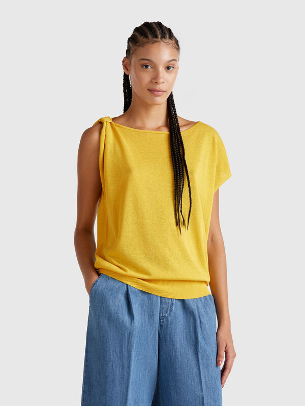 Asymmetrischer Pullover aus Leinenmischung Damen