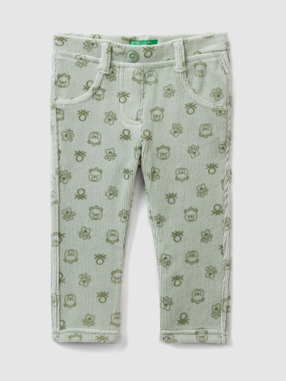 Hose mit Print im Rippenmuster image number 1