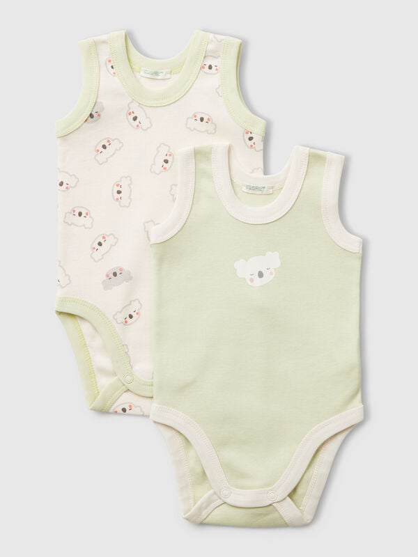 Zwei bedruckte Camisole-Bodys Newborn