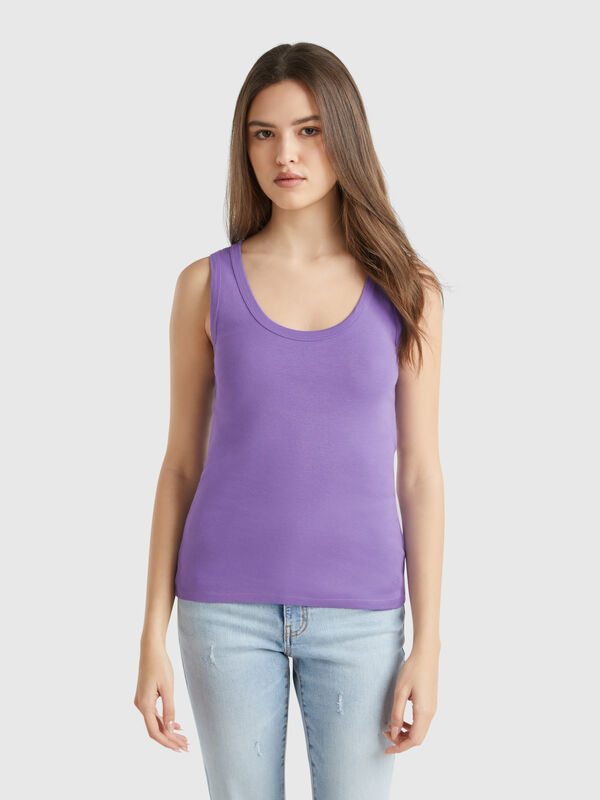 Immergrünes Tanktop aus reiner Baumwolle Damen
