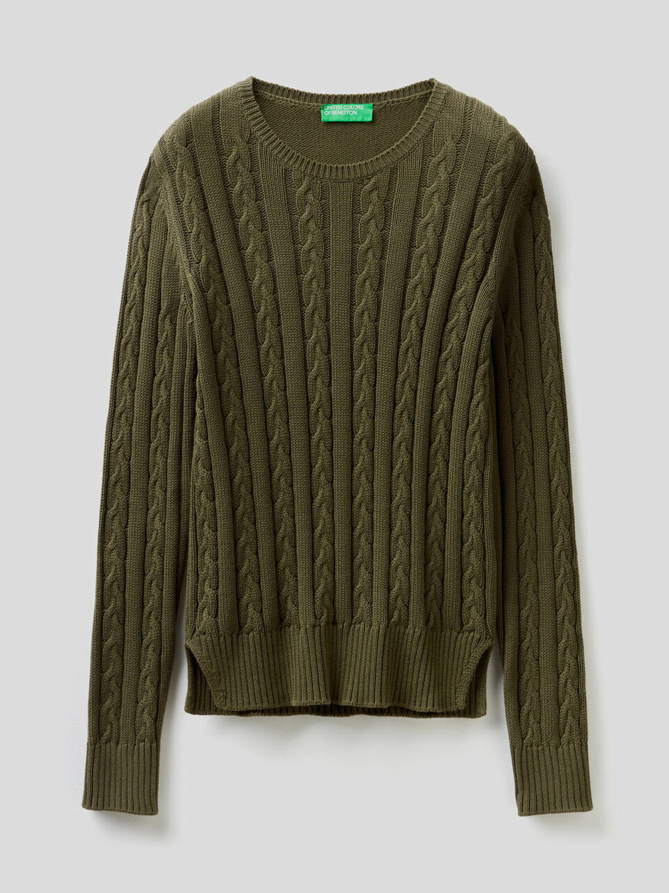 Pullover aus Baumwolle mit Verarbeitung im Flechtmuster image number 1