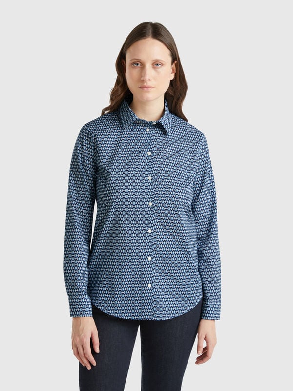 Blaues gemustertes Hemd Damen
