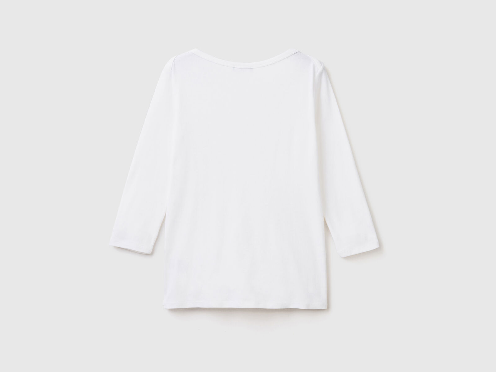 T-Shirt aus 100% Baumwolle mit Weiss | U-Boot-Ausschnitt Benetton 