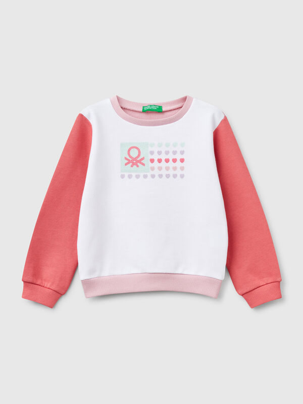 Sweater aus Baumwolle mit Glitzerdruck Mädchen