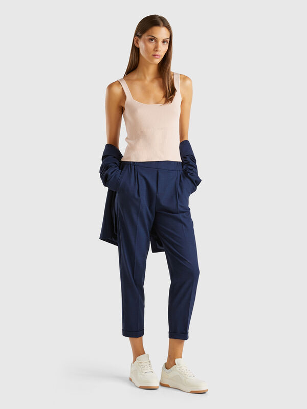 Hose mit Bündchen aus Stretch-Viskose-Mix Damen