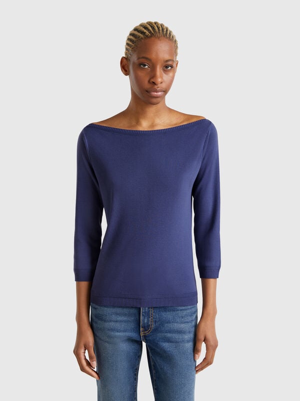 Pulli aus 100% Baumwolle mit Boot-Ausschnitt Damen