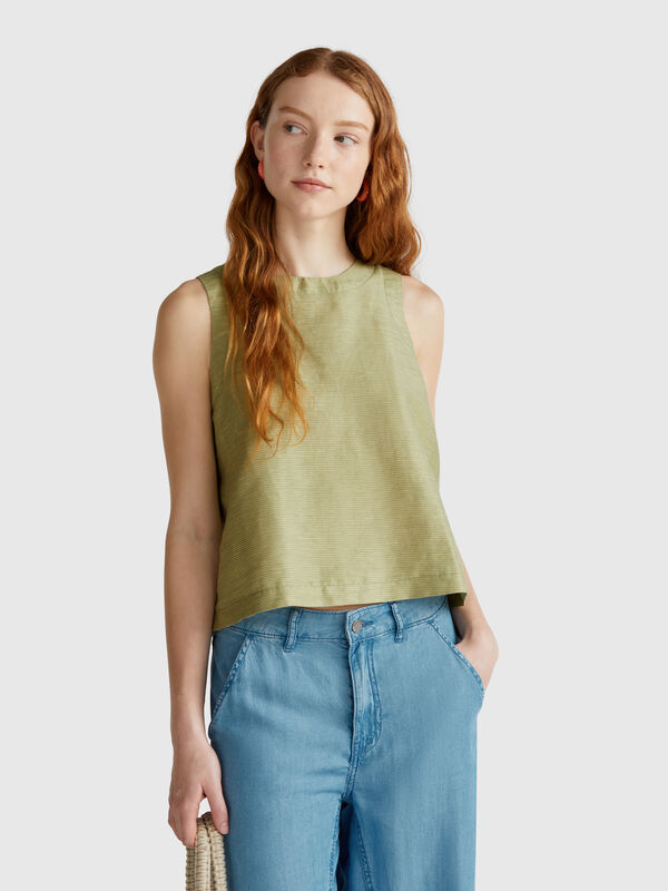 Gestreifte Bluse aus Leinenmischung Damen