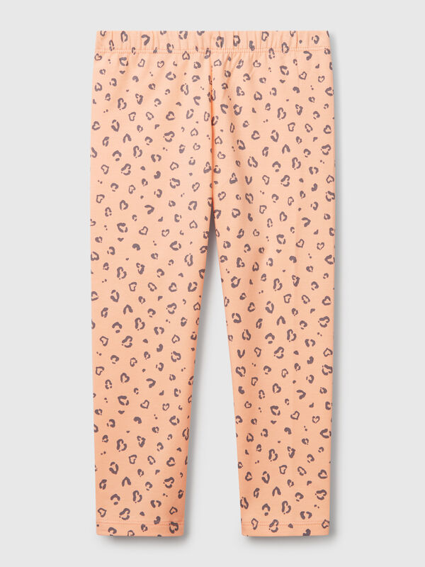 Pfirsichfarbene Leggings mit Animal-Print Mädchen