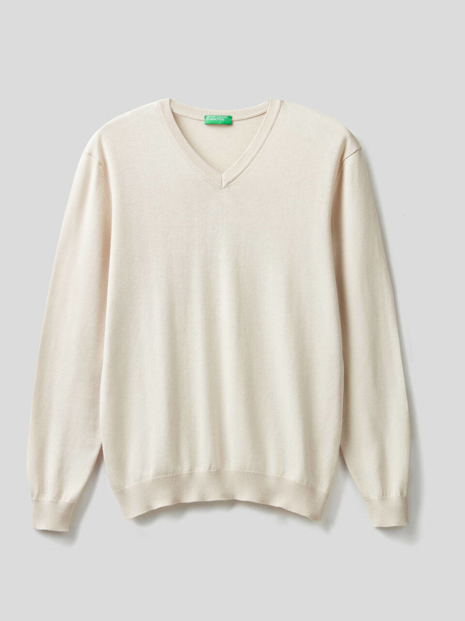 Pullover aus reiner Baumwolle mit V-Ausschnitt image number 1