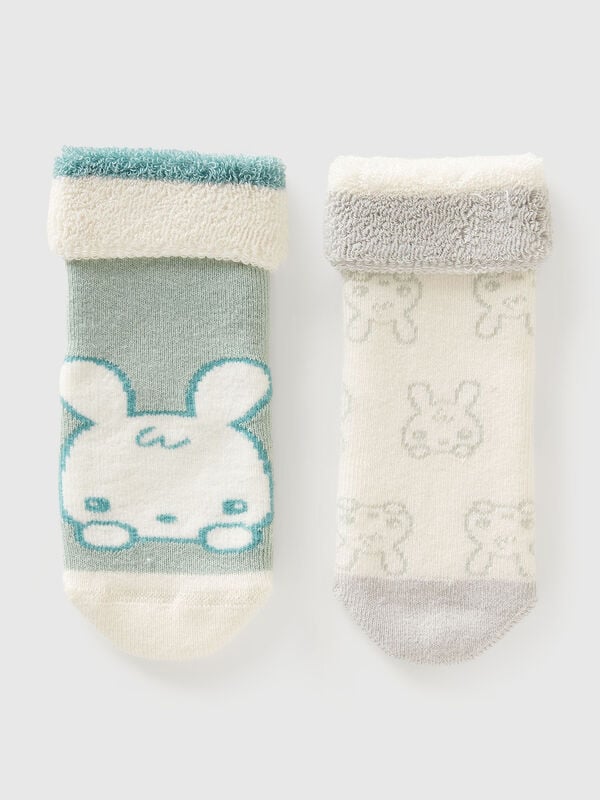 Set rutschfeste Socken mit Häschen Newborn