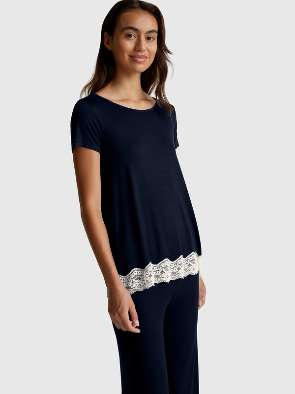 Kurzarmshirt mit Spitze Damen