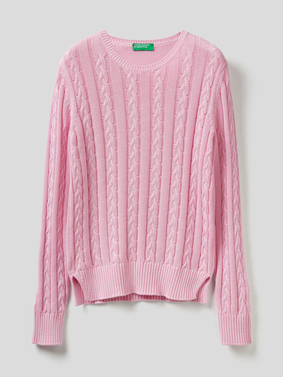 Pullover aus Baumwolle mit Verarbeitung im Flechtmuster image number 1