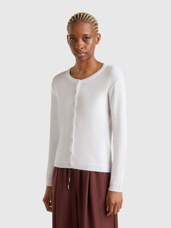  Cardigan 100% Baumwolle in Weiß Damen