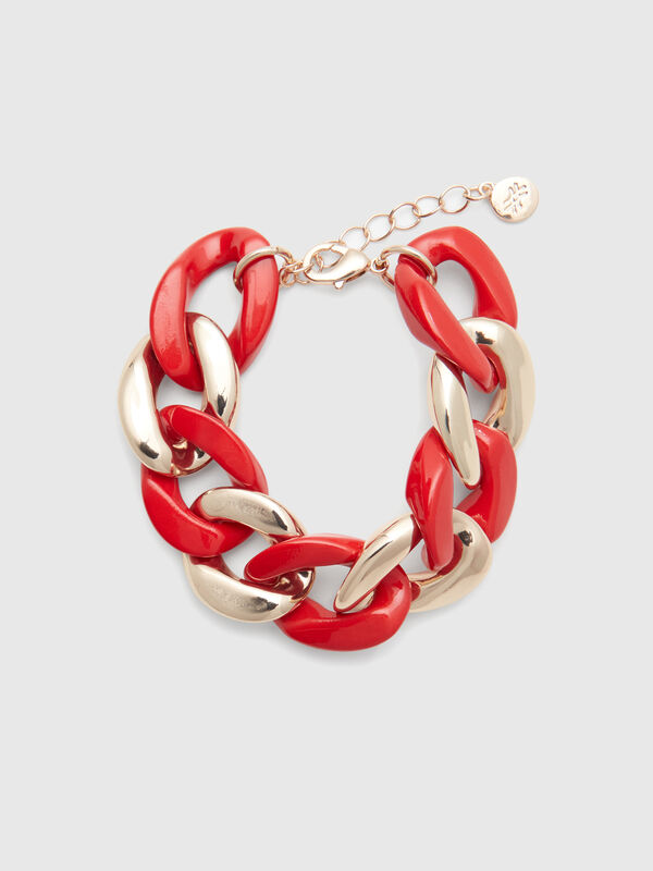 Kettenarmband aus Gold und Ziegelstein Damen