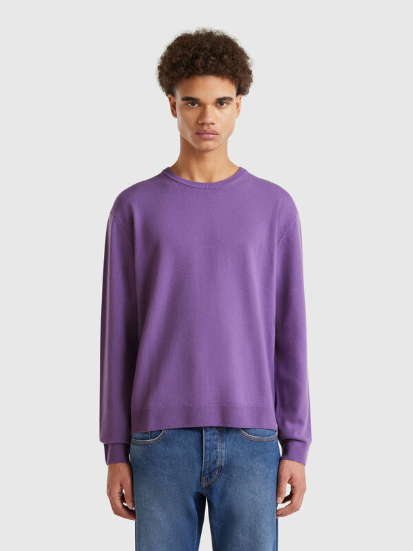 Pullover in Viola aus reiner Merinowolle Herren