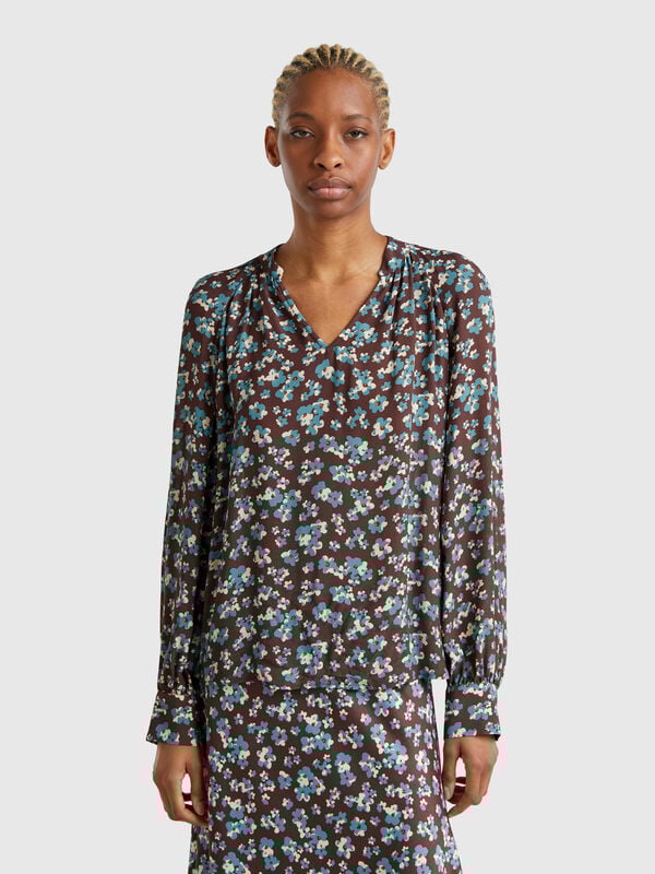 Fließende Blumenbluse Damen