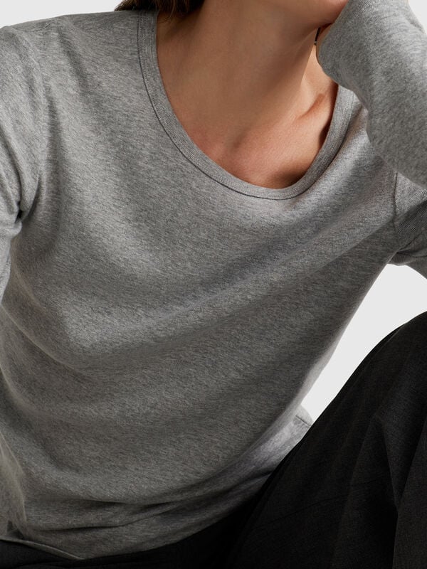 Langarm-T-Shirt aus 100 % Baumwolle Damen